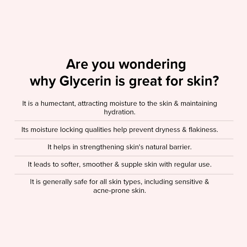 Why glycerin is great for skin, benefits text card