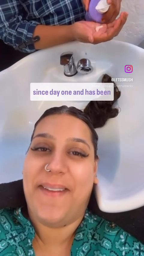 Video cover: Karishma, a customer since day one, has her hair washed with her own SMUSH! shampoo at the salon