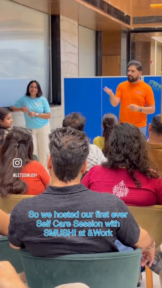 Video cover: Smriti and Sahil host a SMUSH! self-care session at &Work